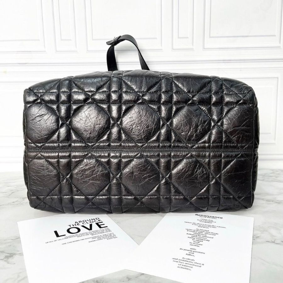 Dior Toujours大號黑色油蠟皮托特包37×27×21 9新 配件塵袋保卡-3