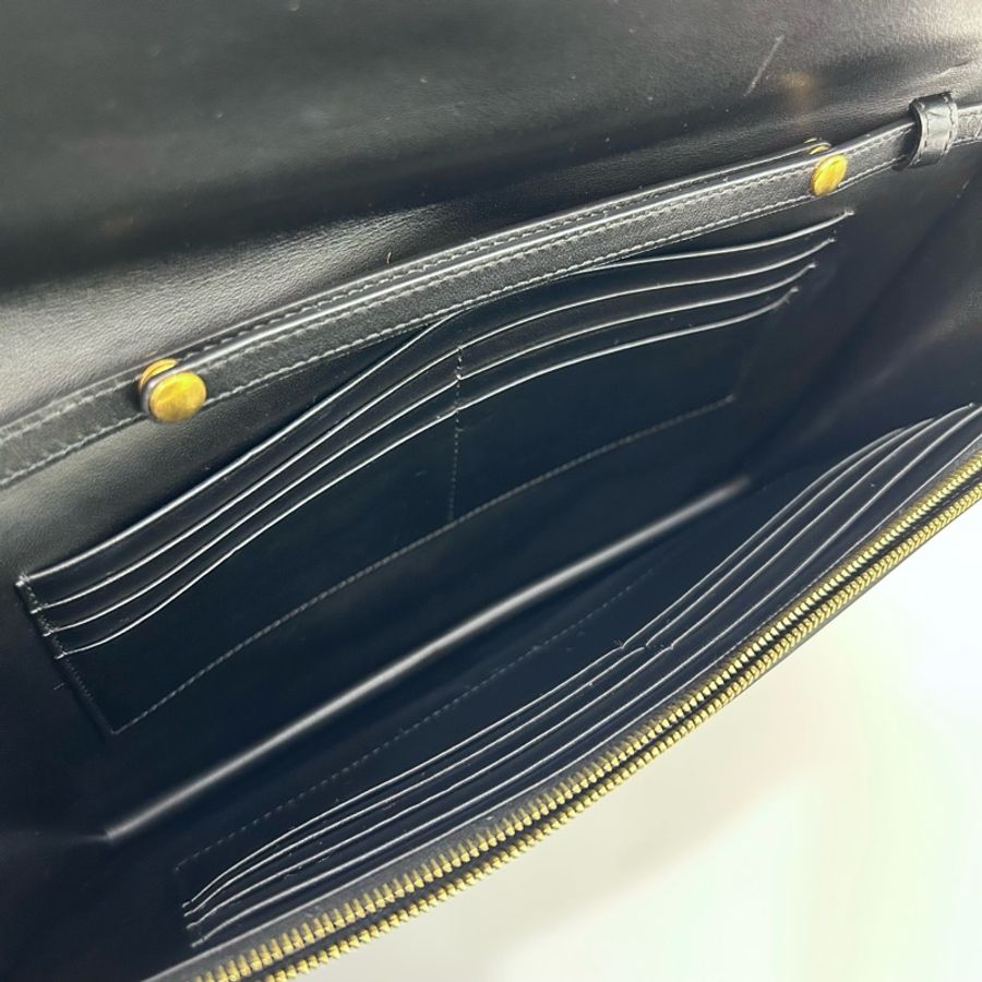 🧳賽琳手拿包Celine黑拚深藍蜥蜴牛皮Pocket WOC-8