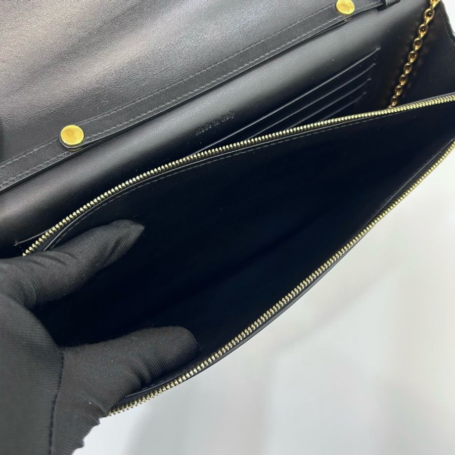 🧳賽琳手拿包Celine黑拚深藍蜥蜴牛皮Pocket WOC-9