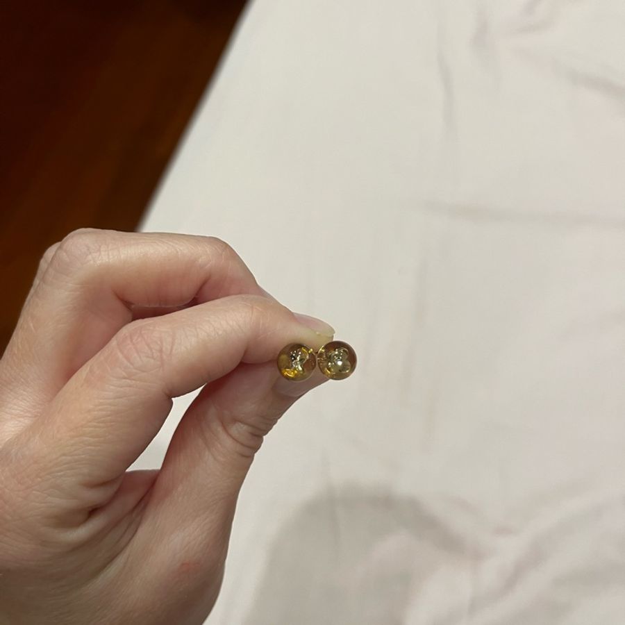 LV復古粉色壓克力耳環-0