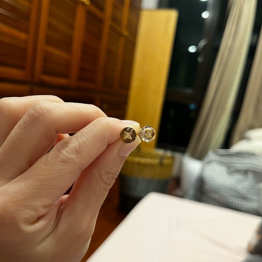 LV復古粉色壓克力耳環-2
