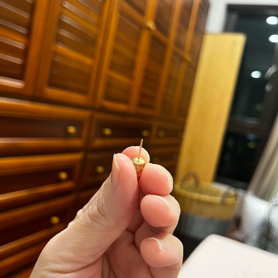 LV復古粉色壓克力耳環-5