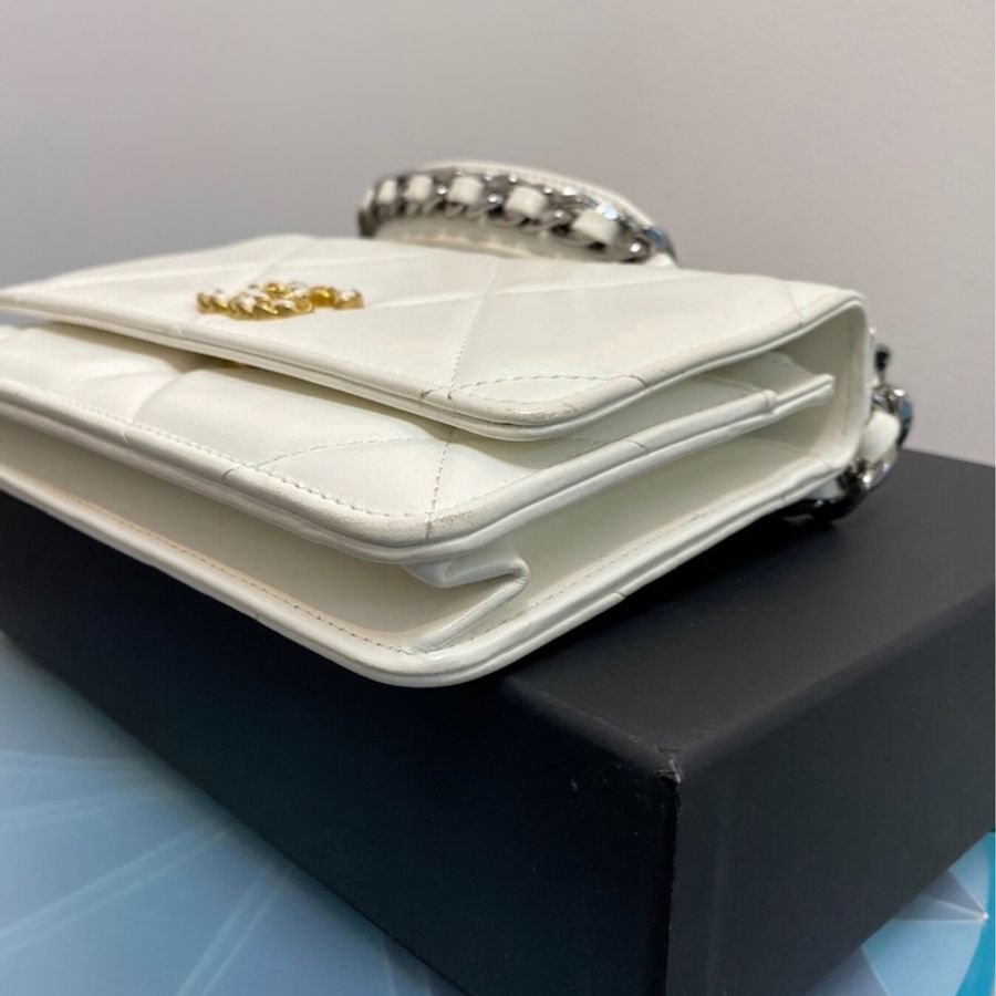 【92%新 ✨ 全網最抵!】Chanel 19bag WOC 白色 牛皮 芯片款-6
