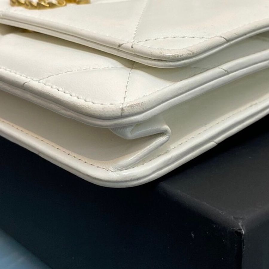 【92%新 ✨ 全網最抵!】Chanel 19bag WOC 白色 牛皮 芯片款-9