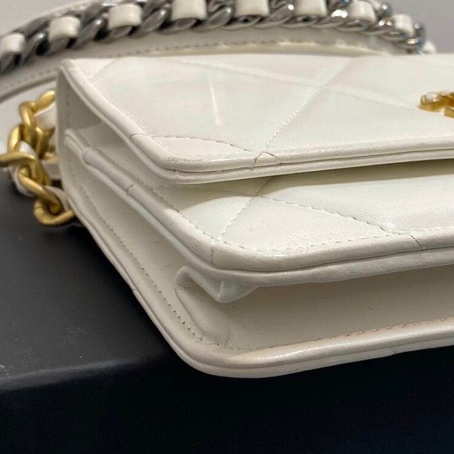 【92%新 ✨ 全網最抵!】Chanel 19bag WOC 白色 牛皮 芯片款-10
