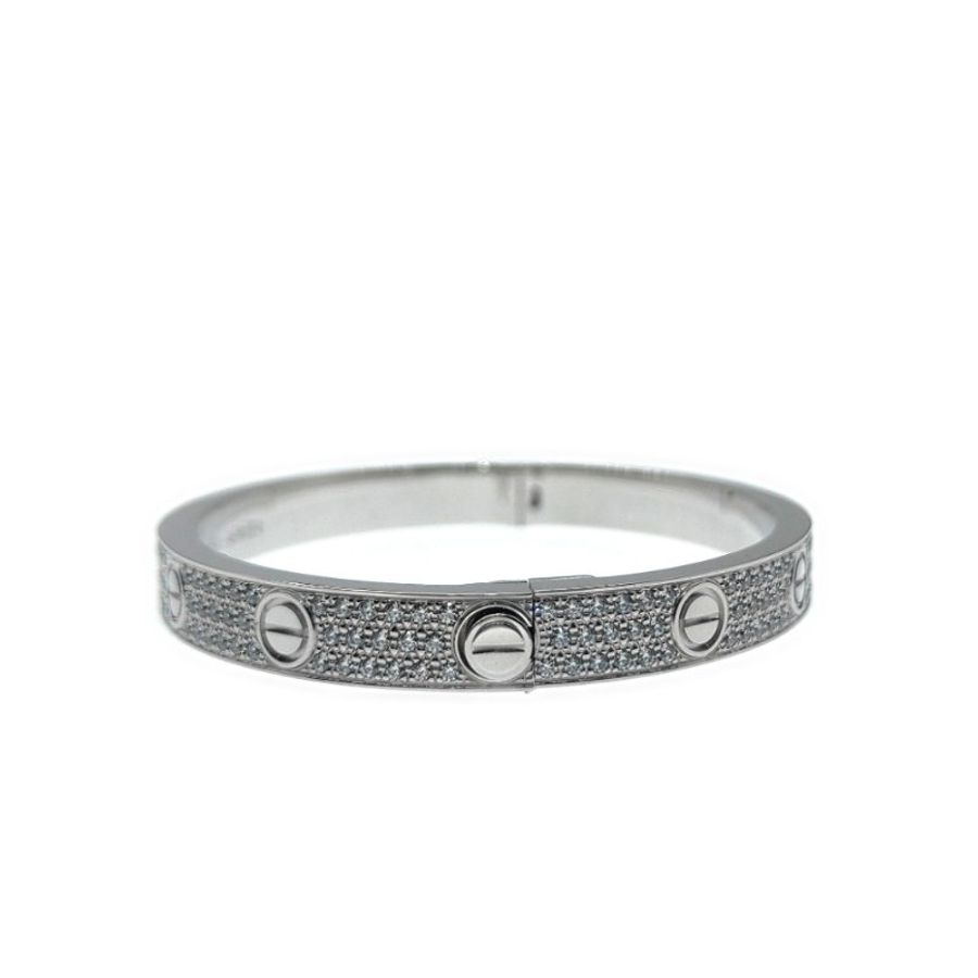 Cartier 卡地亞 Love 18K白金 寬版滿天星鑽石手環 Size 17 Bracelet-3