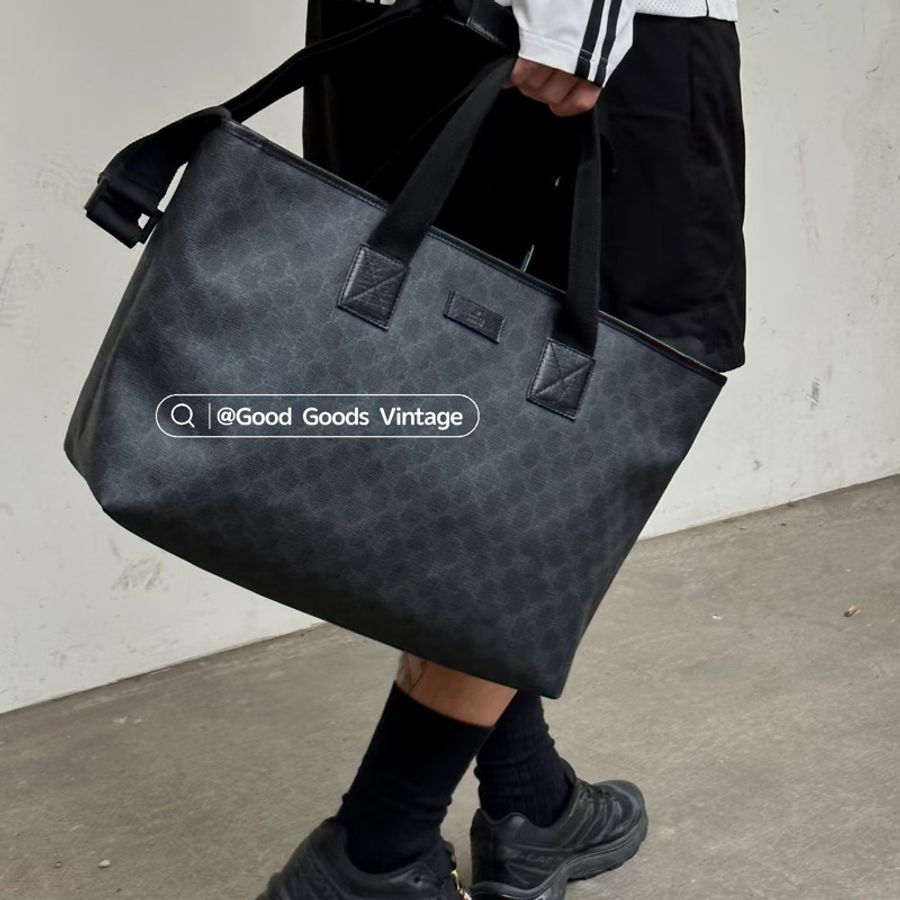 GUCCI pvc GG 壓紋 黑色 托特包 肩背包 斜背包 側背包 登機包 登機袋 購物袋 購物包-1