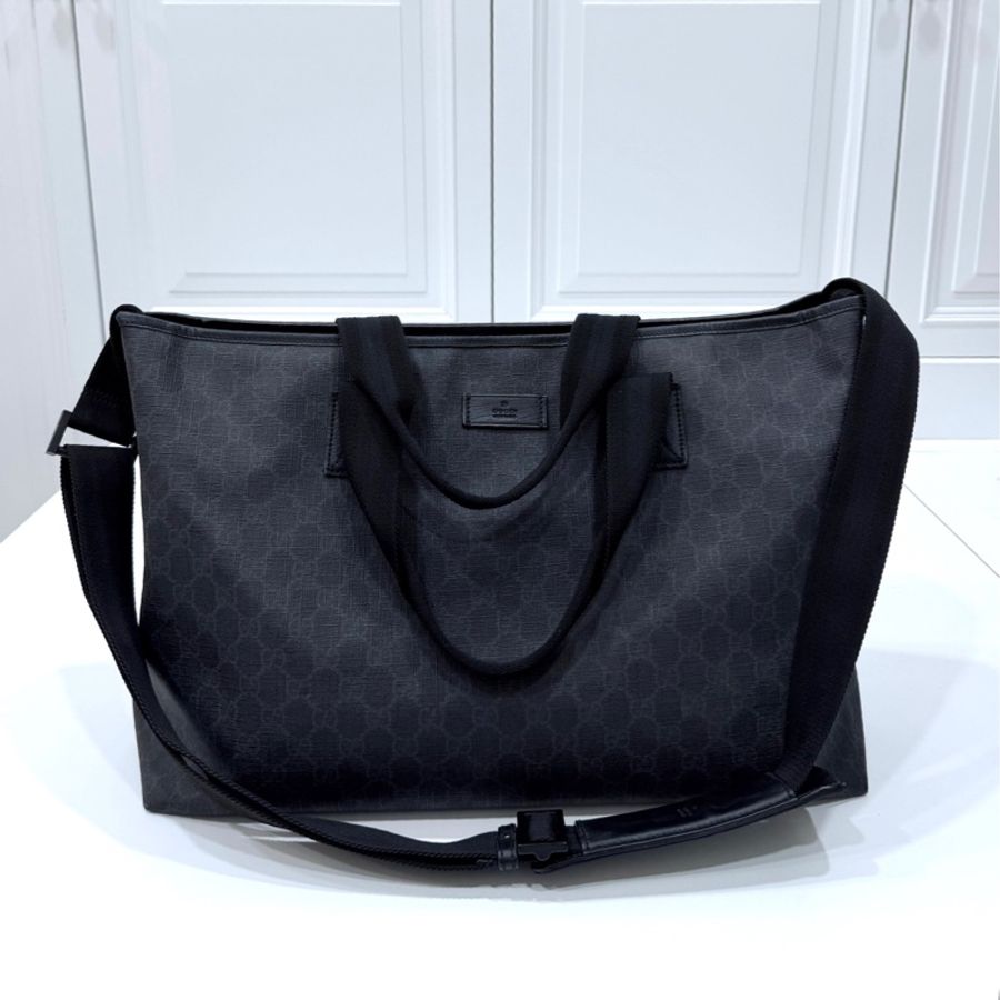GUCCI pvc GG 壓紋 黑色 托特包 肩背包 斜背包 側背包 登機包 登機袋 購物袋 購物包-6