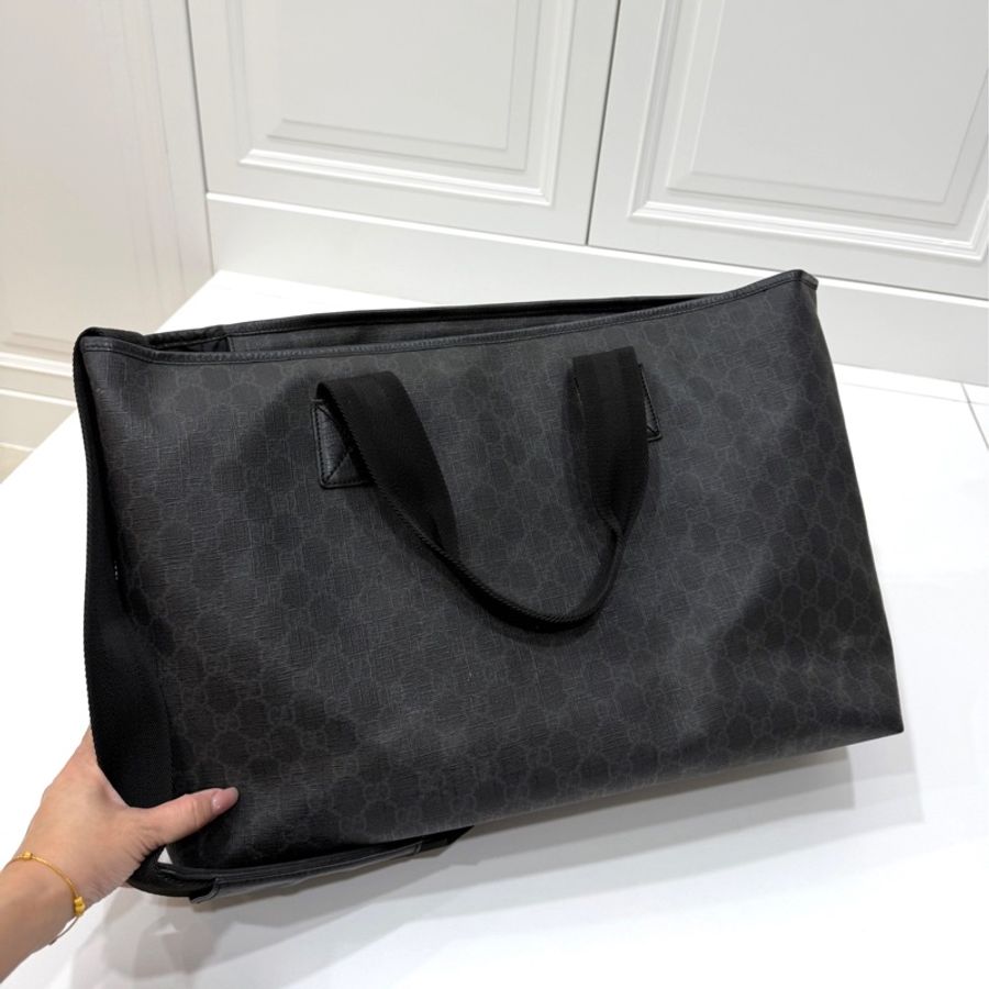 GUCCI pvc GG 壓紋 黑色 托特包 肩背包 斜背包 側背包 登機包 登機袋 購物袋 購物包-8