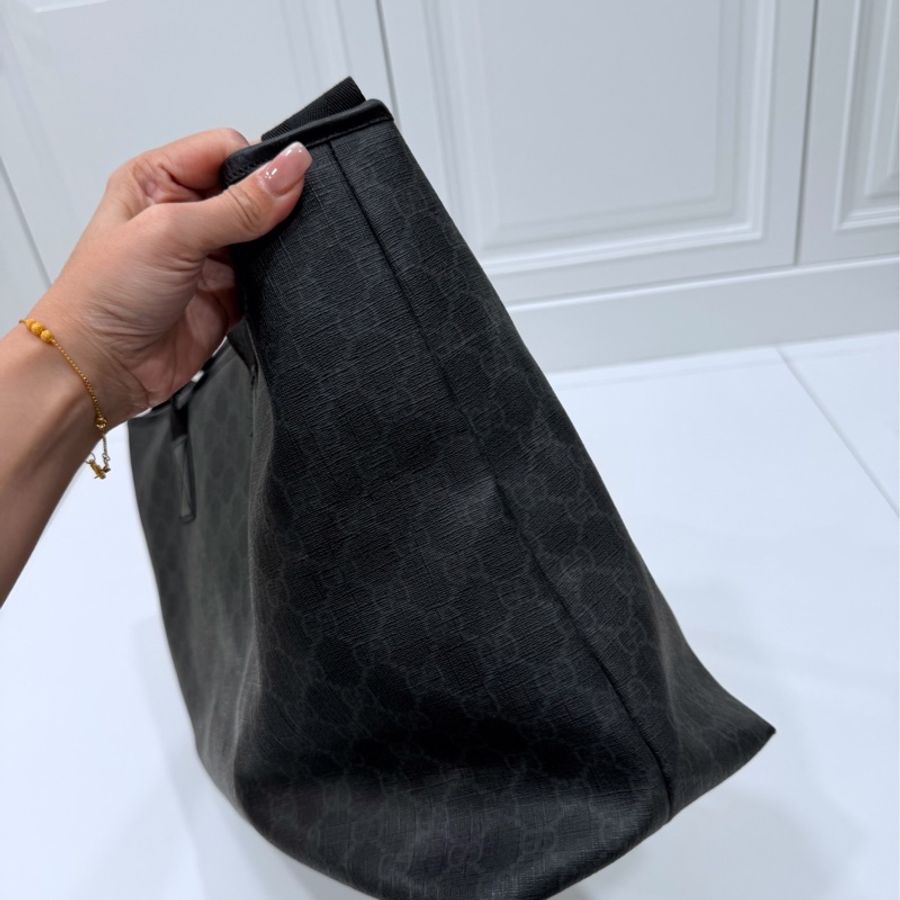 GUCCI pvc GG 壓紋 黑色 托特包 肩背包 斜背包 側背包 登機包 登機袋 購物袋 購物包-24