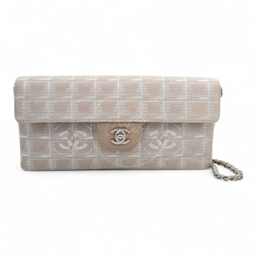 中古 Chanel 香奈兒 米色 尼龍 Travel Line旅行系列 Chocolate Bar 巧克力棒包-0