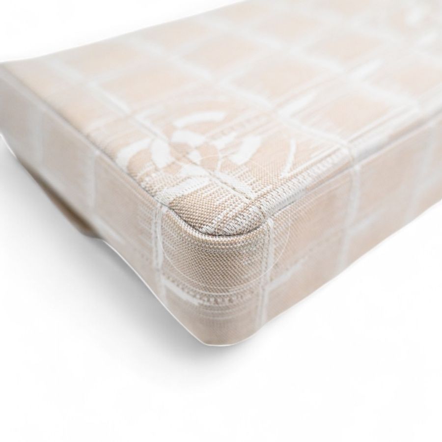 中古 Chanel 香奈兒 米色 尼龍 Travel Line旅行系列 Chocolate Bar 巧克力棒包-12