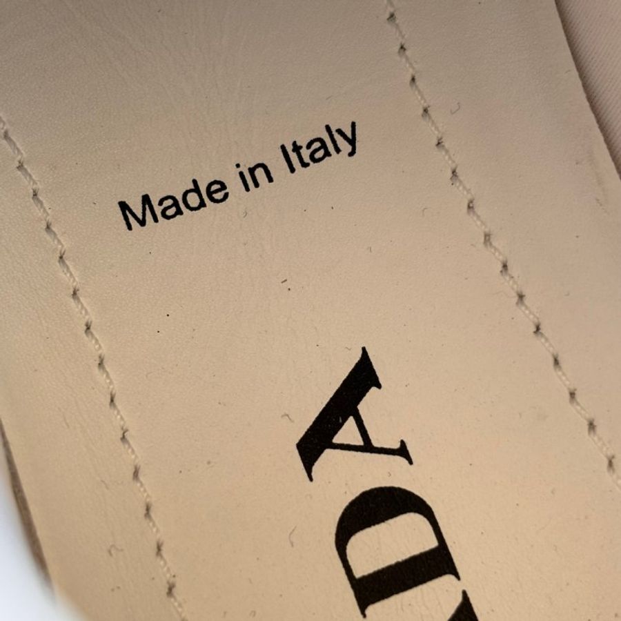 ::PRADA:: Calzature Donna Sneakers 沙色尼龍潮流白底高筒休閒鞋 運動鞋 (38.5號)-24
