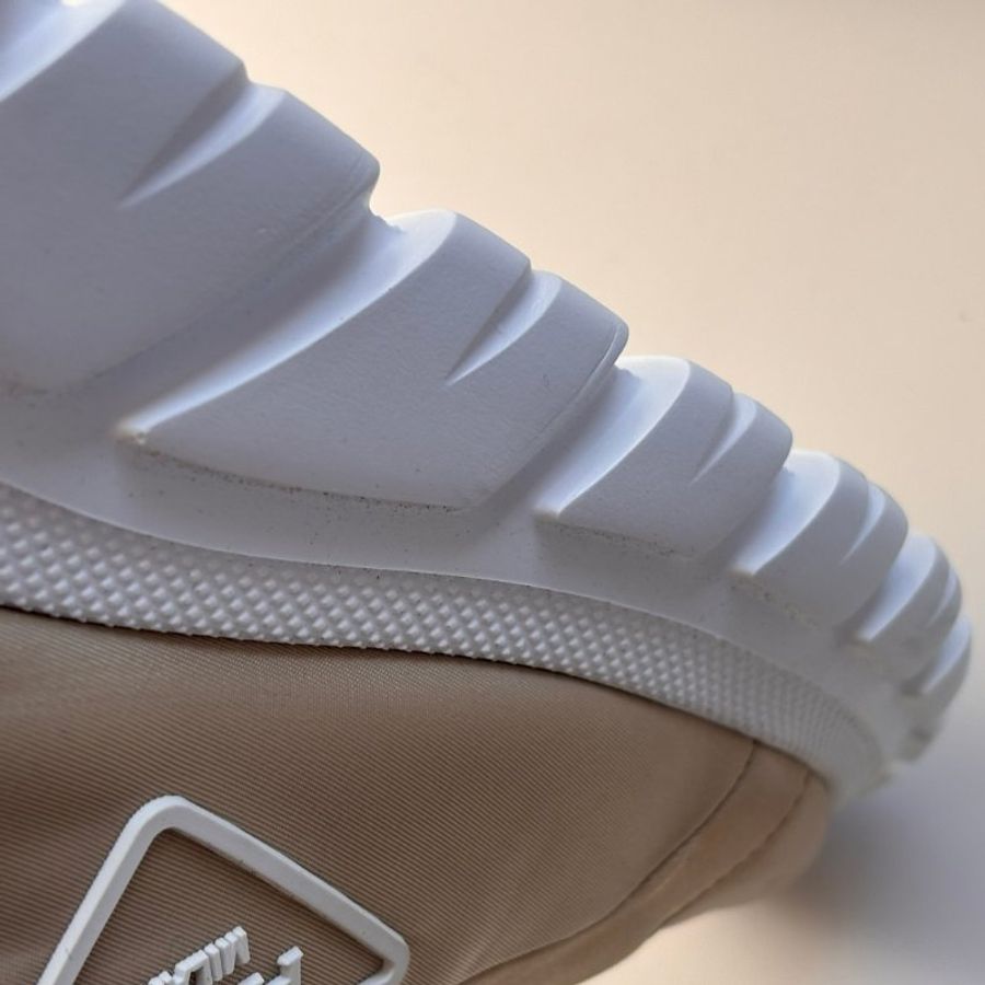::PRADA:: Calzature Donna Sneakers 沙色尼龍潮流白底高筒休閒鞋 運動鞋 (38.5號)-30