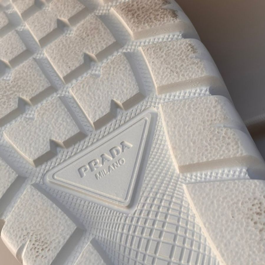 ::PRADA:: Calzature Donna Sneakers 沙色尼龍潮流白底高筒休閒鞋 運動鞋 (38.5號)-31