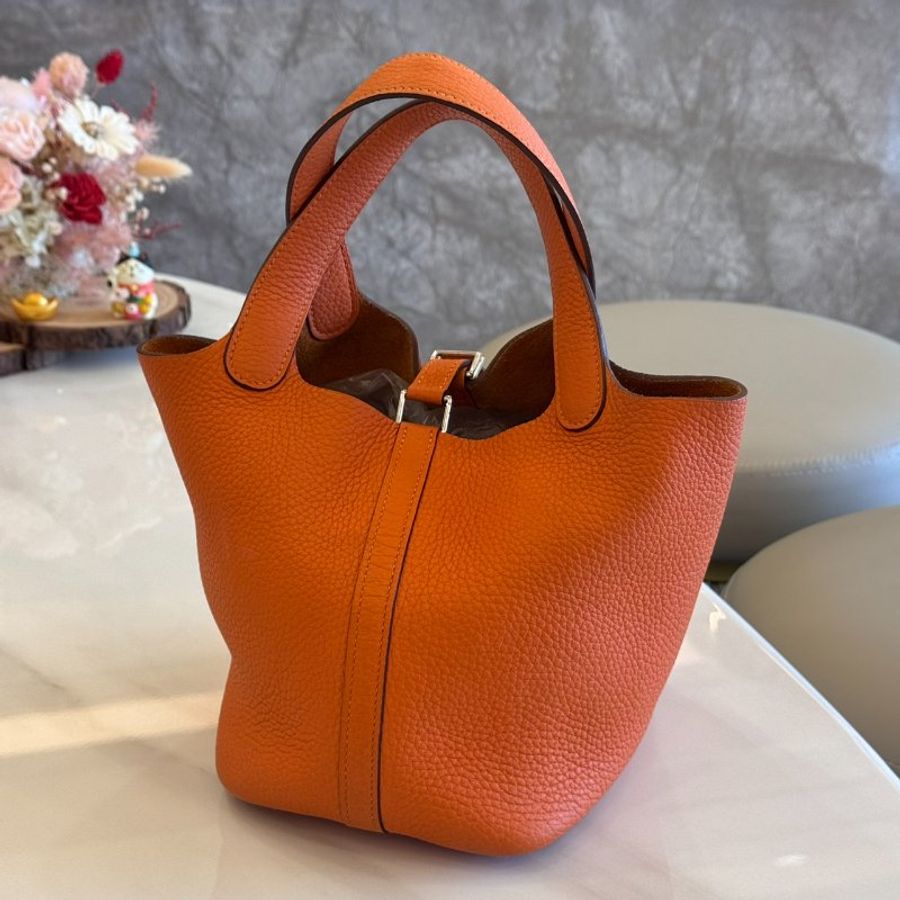 *SHIHNA名牌精品* Hermès Picotin Lock 菜籃子 18 火焰橙 銀釦-3