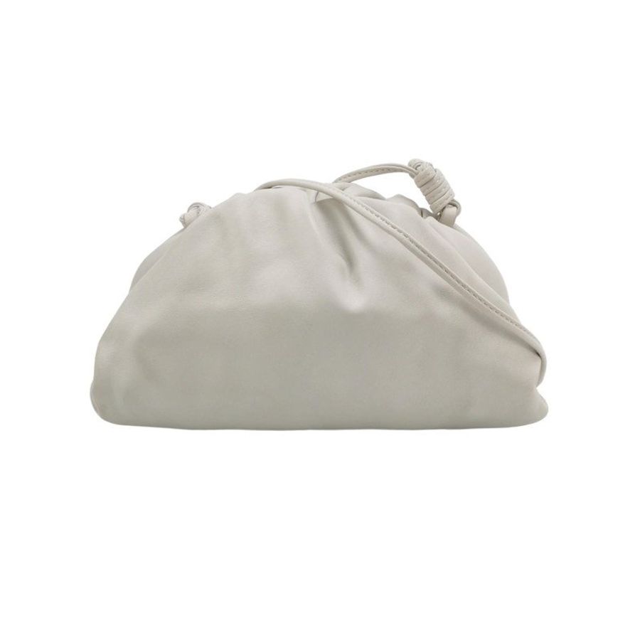 Bottega Veneta Pouch雲朵包迷你牛皮純色褶皺斜挎包單肩包-0