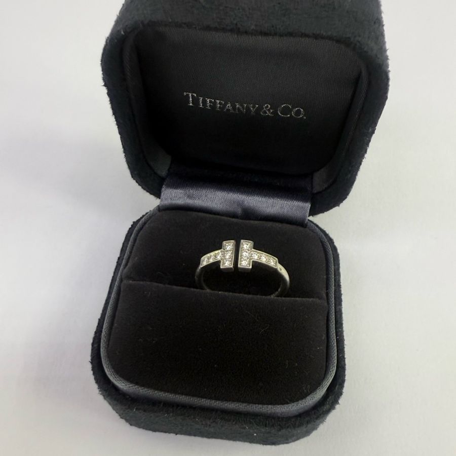 Tiffany & Co T 白金鑽石戒指 Size : EU 48.5-0