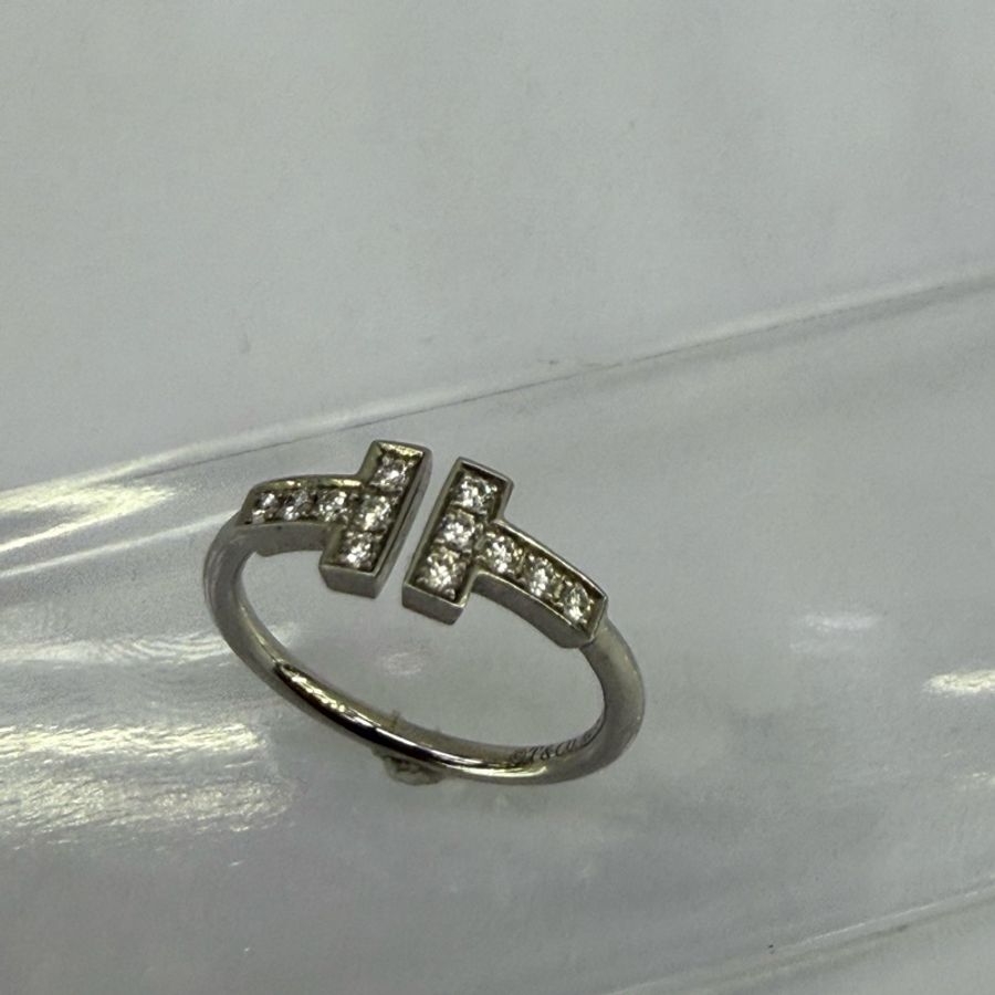 Tiffany & Co T 白金鑽石戒指 Size : EU 48.5-2