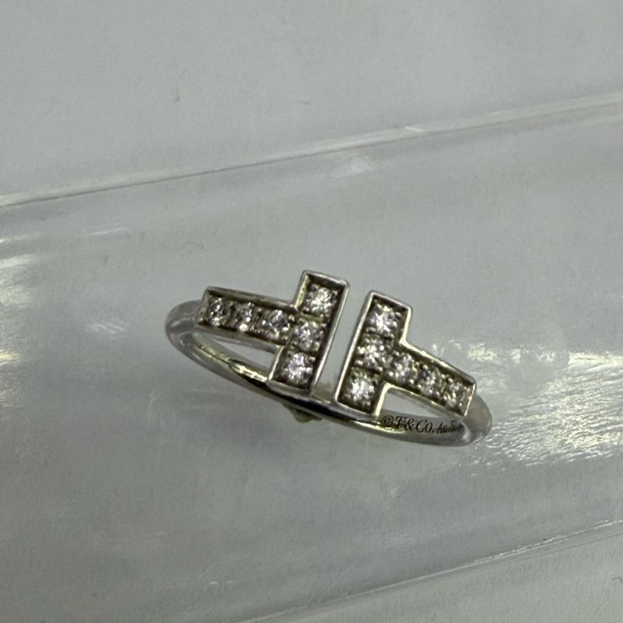 Tiffany & Co T 白金鑽石戒指 Size : EU 48.5-4