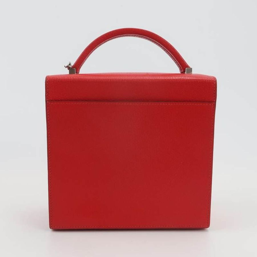 Hermes Cinhetic18斜挎包單肩包Chevre Mysore山羊皮銀扣Q5國旗紅D刻-4