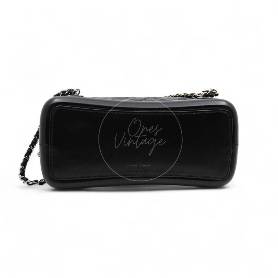 中古 Chanel 香奈兒 Black Calfskin 黑色小牛皮 Gabrielle嘉柏麗 流浪包系列 鏈條 後背包-8