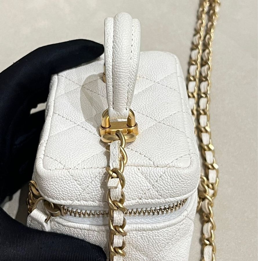 【95%新 ✨ 全網最低價】Chanel 荔枝皮白金小盒子-10