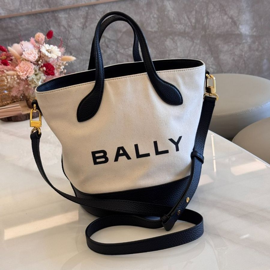 *SHIHNA名牌精品* Bally Bar 帆布 牛皮水桶包-0