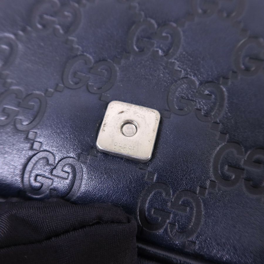 GUCCI 牛皮皮革Messenger Bag銀扣肩背袋-9