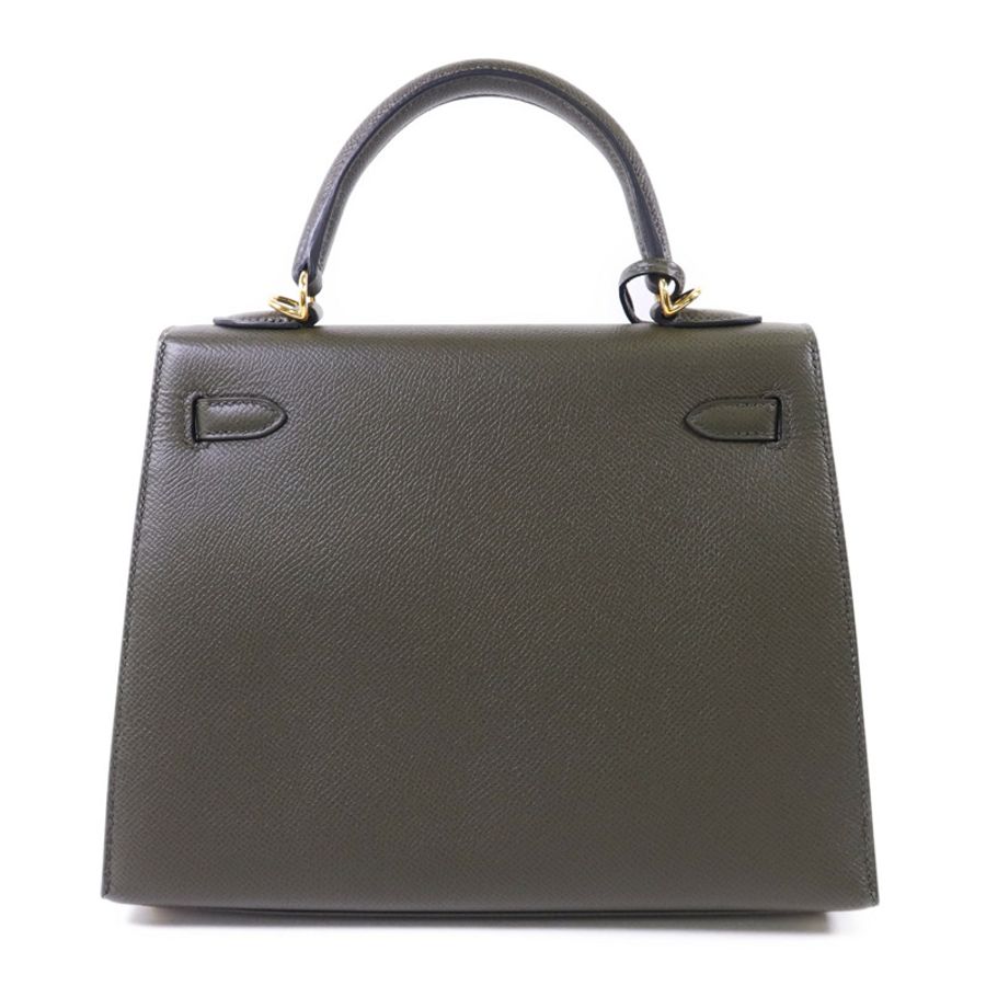 HERMES Epsom皮革Kelly 25金扣手挽肩背兩用袋Vert Gris-1