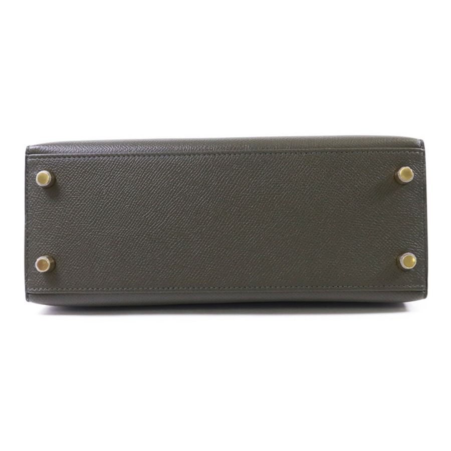 HERMES Epsom皮革Kelly 25金扣手挽肩背兩用袋Vert Gris-3