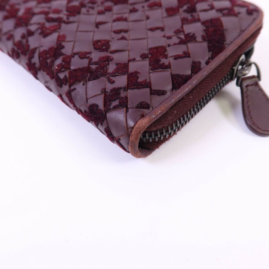 BOTTEGA VENETA 織紋皮革/天鵝絨Zip Around Wallet長錢包-11