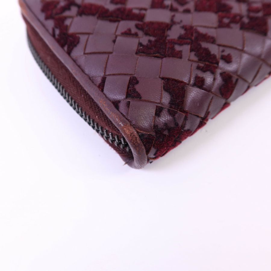 BOTTEGA VENETA 織紋皮革/天鵝絨Zip Around Wallet長錢包-12