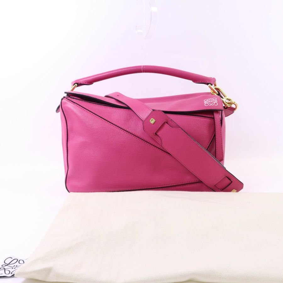 LOEWE 牛皮皮革Puzzle金扣手挽肩背兩用袋-11