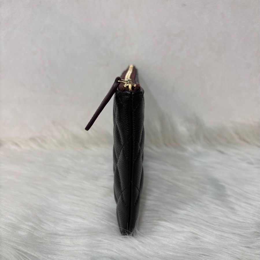 CHANEL AP4101 OCASE 黑色荔枝皮金釦 一字拉鍊 零錢包信用卡包錢包萬用包 可放手機千鈔IPHONE-1