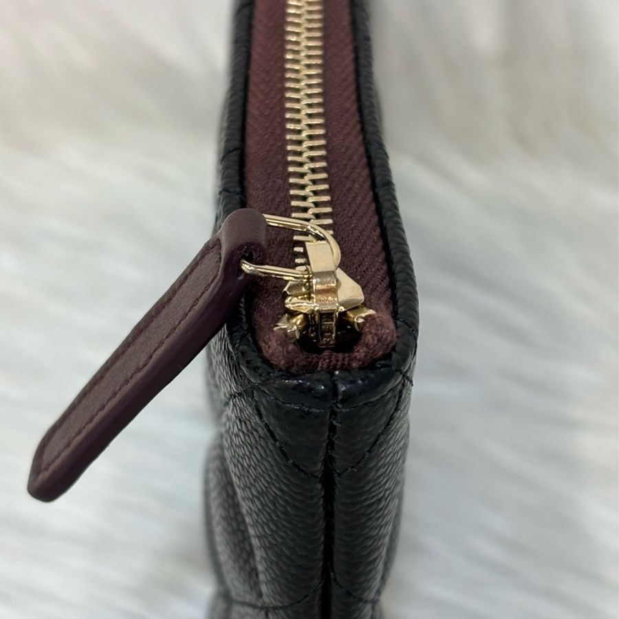 CHANEL AP4101 OCASE 黑色荔枝皮金釦 一字拉鍊 零錢包信用卡包錢包萬用包 可放手機千鈔IPHONE-2