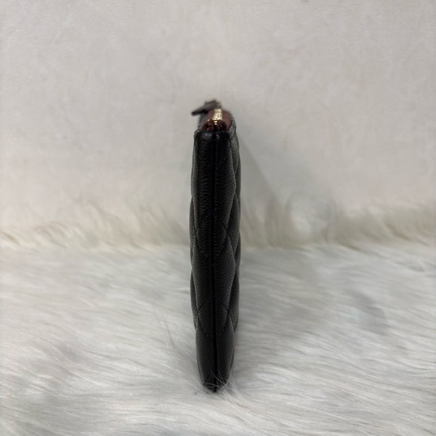 CHANEL AP4101 OCASE 黑色荔枝皮金釦 一字拉鍊 零錢包信用卡包錢包萬用包 可放手機千鈔IPHONE-4