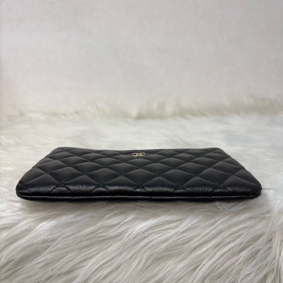 CHANEL AP4101 OCASE 黑色荔枝皮金釦 一字拉鍊 零錢包信用卡包錢包萬用包 可放手機千鈔IPHONE-6