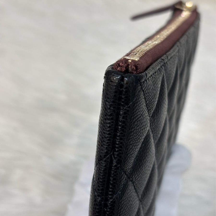 CHANEL AP4101 OCASE 黑色荔枝皮金釦 一字拉鍊 零錢包信用卡包錢包萬用包 可放手機千鈔IPHONE-20