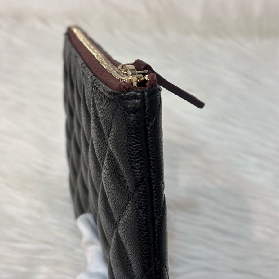 CHANEL AP4101 OCASE 黑色荔枝皮金釦 一字拉鍊 零錢包信用卡包錢包萬用包 可放手機千鈔IPHONE-21