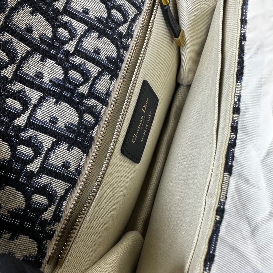 迪奧/Dior Addict Oblique Flap Bag 深藍色老花帆布斜背包 24x5x16cm-12