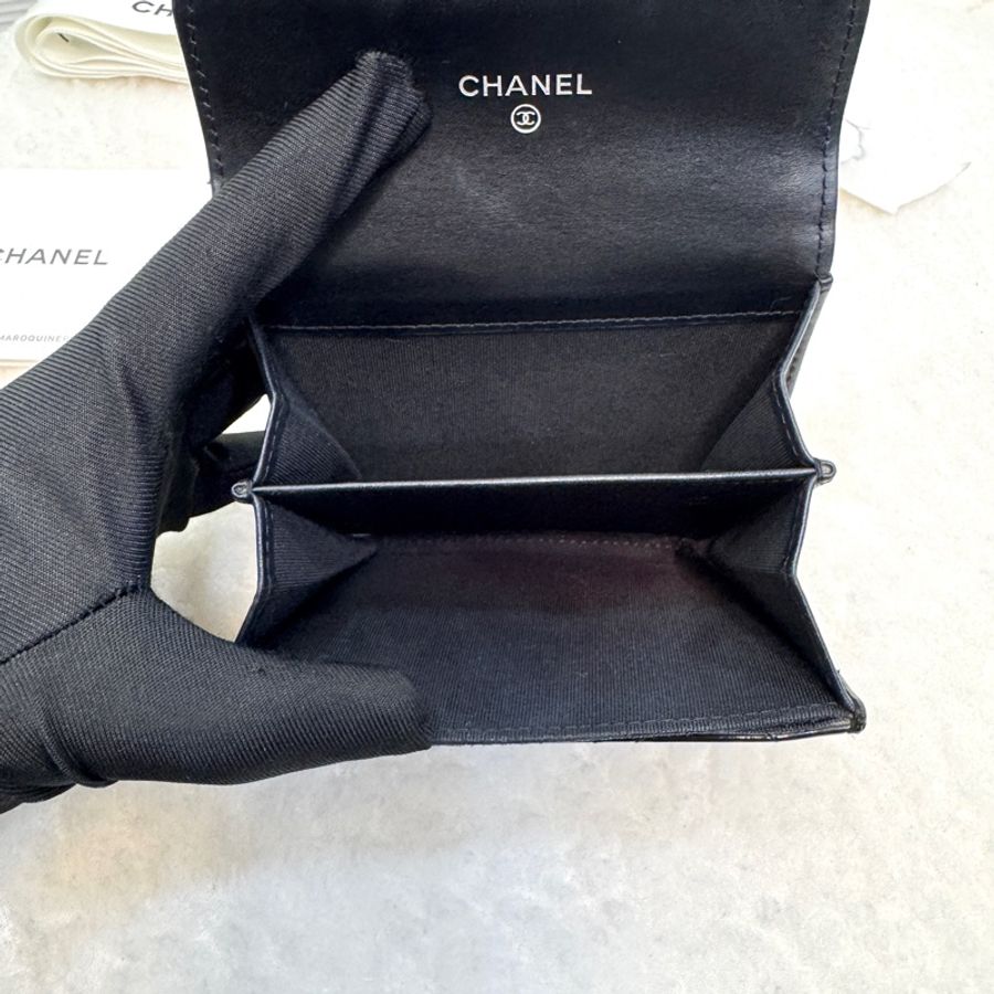 🖤香奈兒卡包🔥送皮穿鏈Chanel黑銀漆皮卡包A31504Y-7