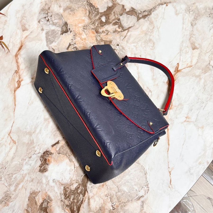 LV 藍金拼紅牛皮Georges中號手提肩背斜背包32*21*14 99新配件塵袋購證-5