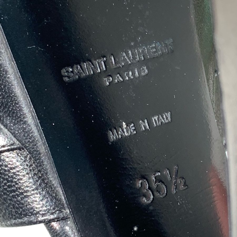 YSL/聖羅蘭粗跟防水台黑色蝴蝶結涼鞋35.5碼-3