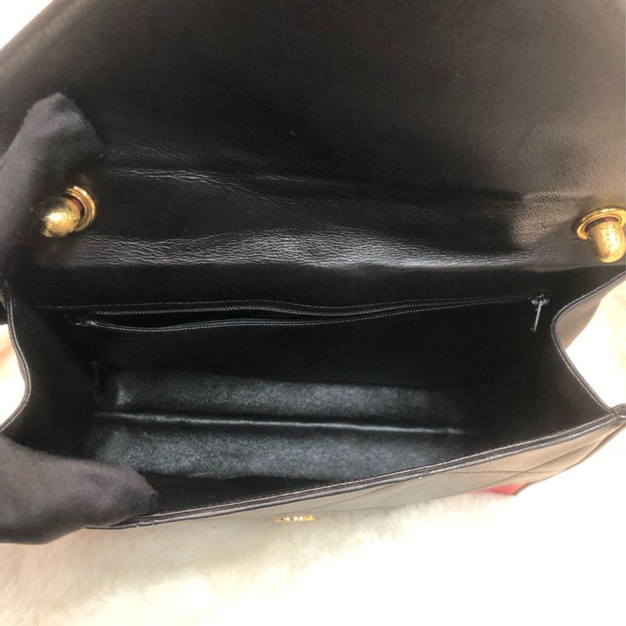 Chanel 中古紅黑菱格索繩單肩包 XC034-22
