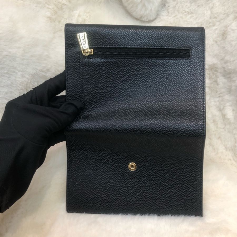 Chanel 荔枝牛皮中長夾 XB821-7