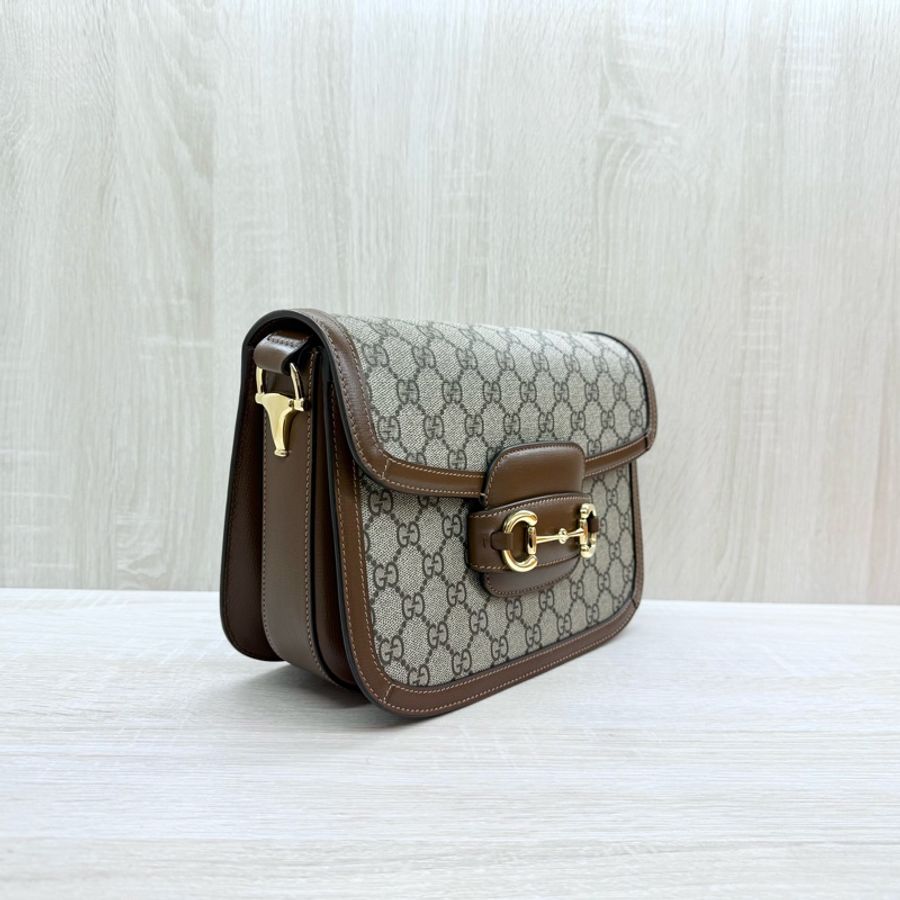 GUCCI老花拚咖皮革1955中號側背包602204-4