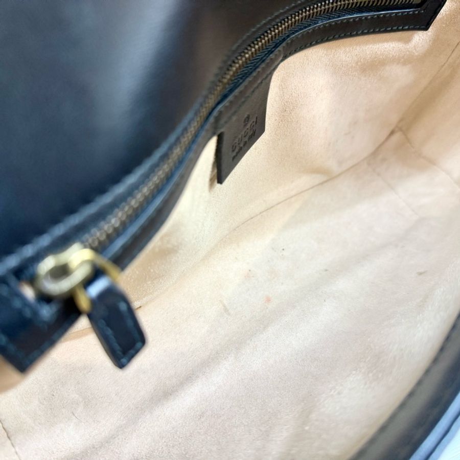 GUCCI黑色牛皮金釦MARMONT 26下蓋側背包443497-21