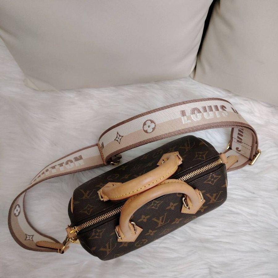 LV SPEEDY 棕色 老花 塗層帆布拼牛皮 20 金鎖 芯片款-2