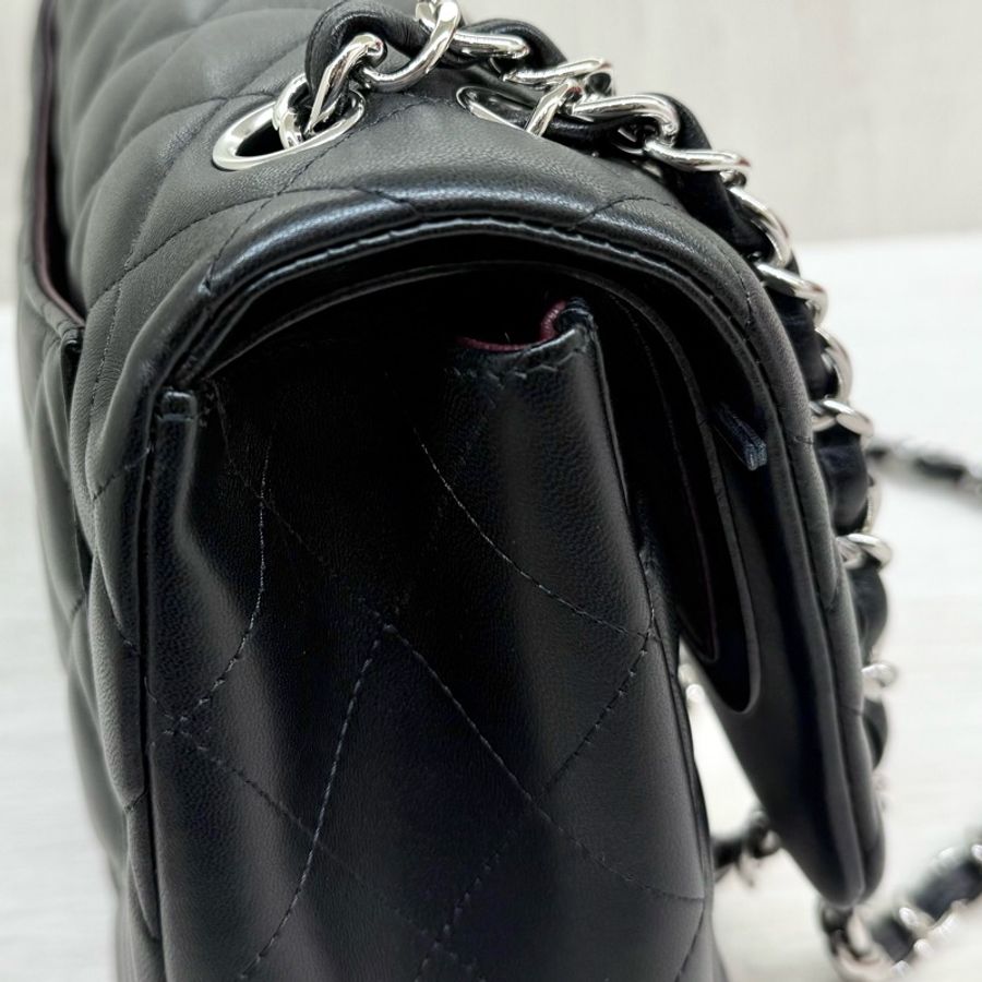 CHANEL黑銀菱格羊皮Jumbod coco30口蓋包A58600-20